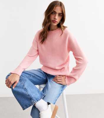 Pink Soft Midweight Knit Crew Neck Jumper 