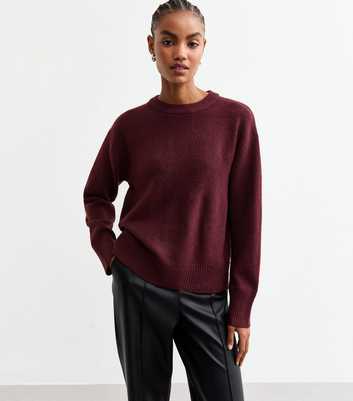 Tall Burgundy Soft Knit Crew Neck Jumper