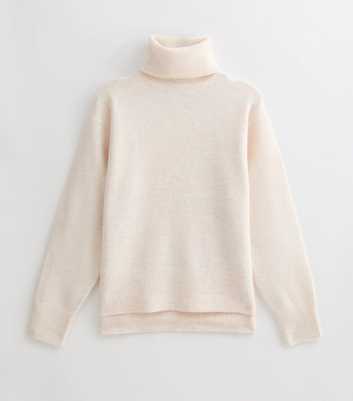 Tall Off White Roll Neck Step Hem Jumper