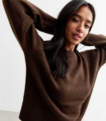 Petite Brown Soft Knit Crew Neck Jumper 