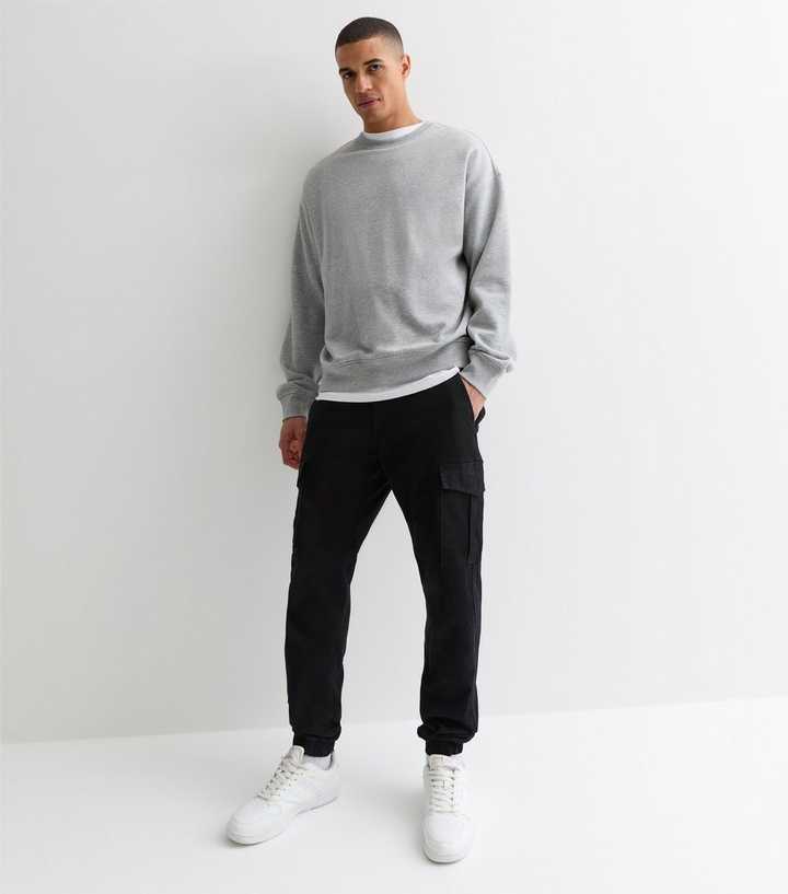 Jack & Jones Black Regular Cuffed Cargo Trousers