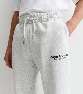 Jack Jones Grey Relaxed Original Studios Logo Joggers New Look