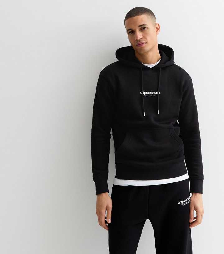 Jack & Jones Black Slim Original Studios Logo Hoodie