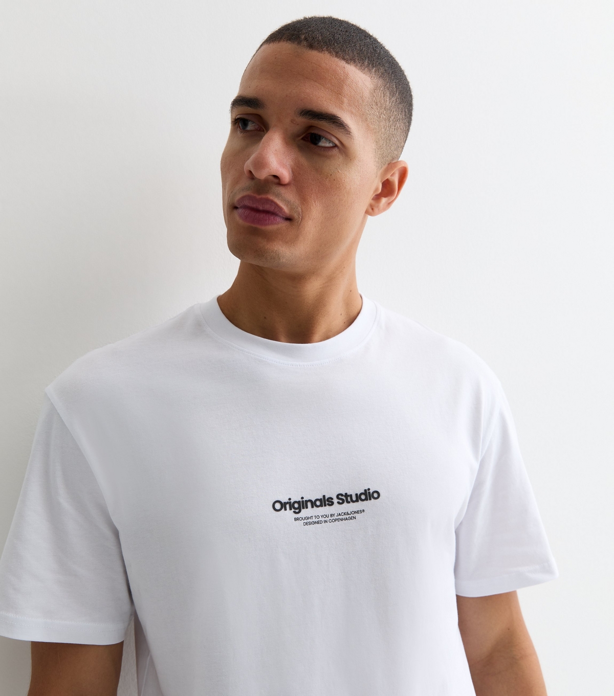 Men's White Cotton Originals Studio Logo T-Shirt Jack & Jones New Look