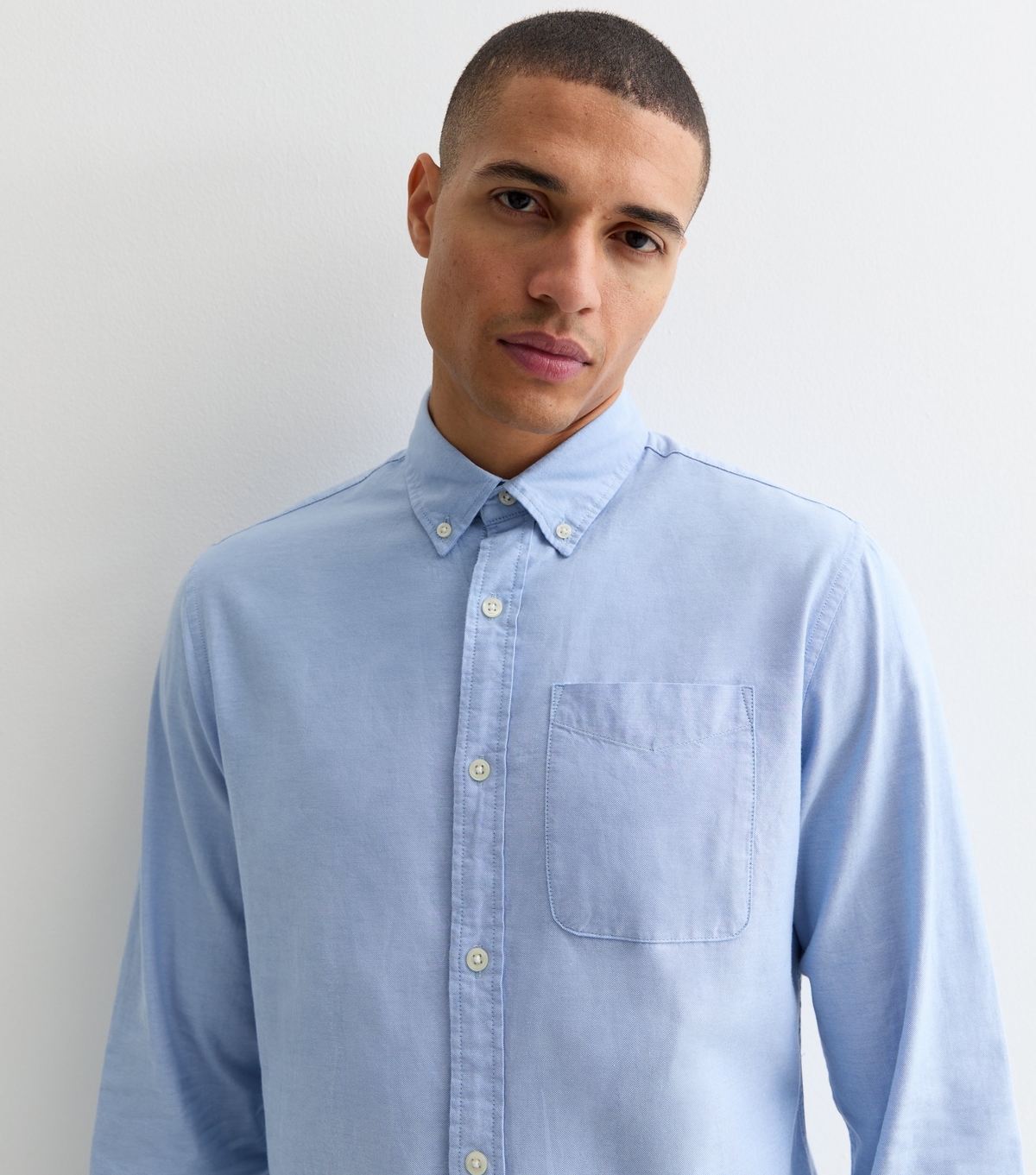 Men's Pale Blue Regular Cotton Oxford Shirt Jack & Jones New Look