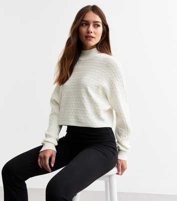 Petite Off White Cable Knit Crop Jumper