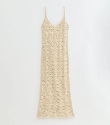 Cream Glitter Crochet Beach Maxi Dress New Look