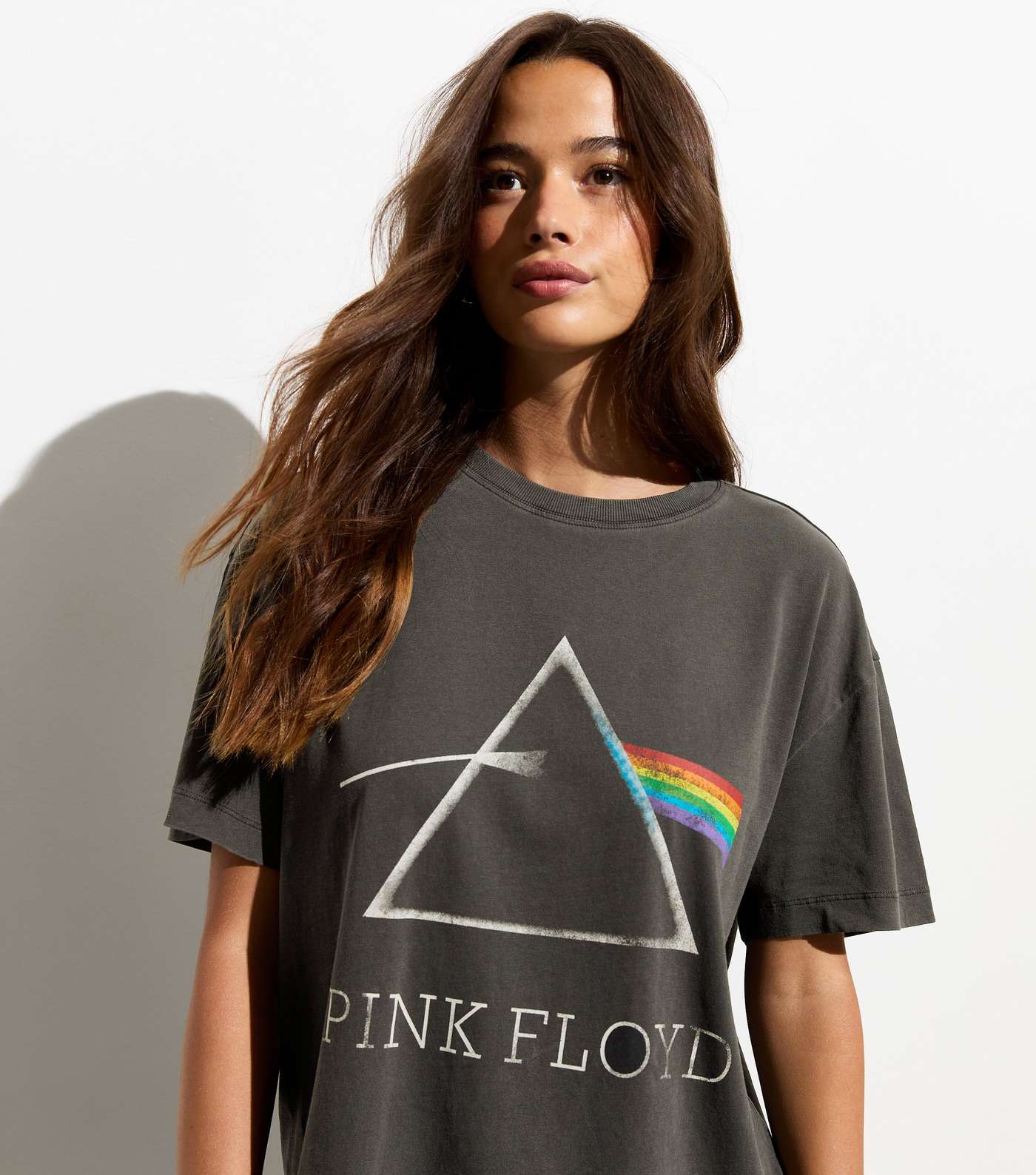 Dark Grey Pink Floyd Graphic Oversized T-Shirt