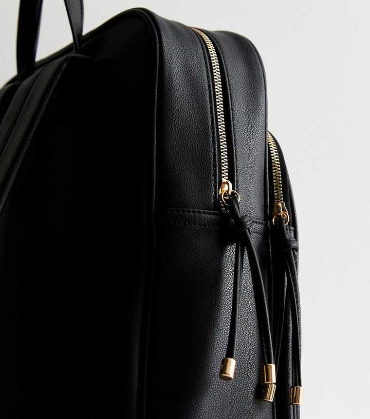NEW LOOK Large Backpack NWOT Black Leather-Look Backpack | New Look main image 3