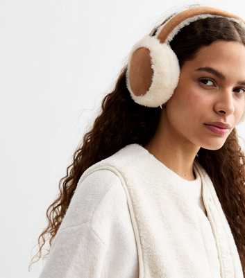 Brown Faux Shearling Adjustable Headband Earmuffs