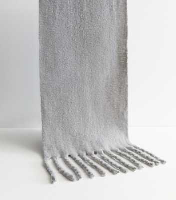 Grey Brushed Fringed Scarf