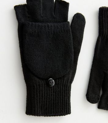 Black Flip-Top Magic Gloves New Look