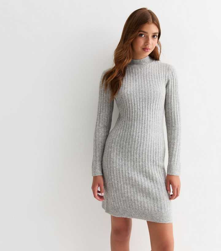 Girls Grey Rib Knitted Dress | New Look Girls Grey Rib Knitted Dress | New Look