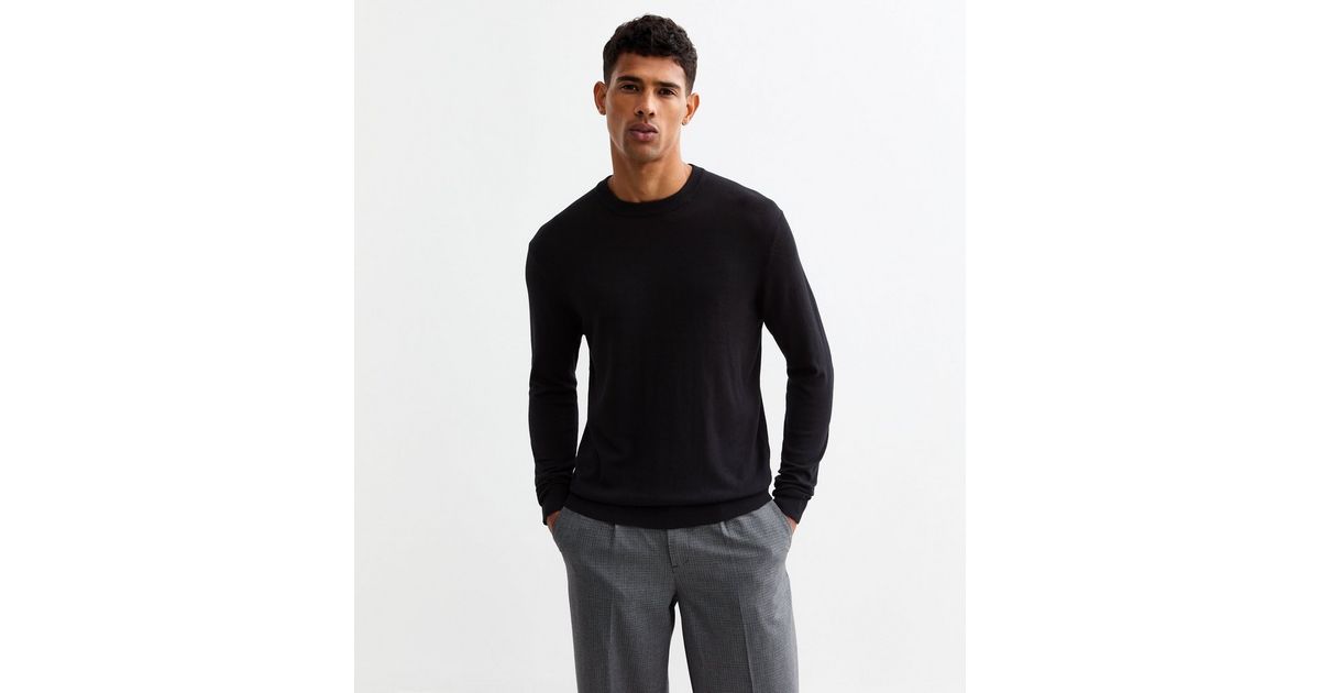 6040 Black Crew Neck Relaxed Fit Jumper