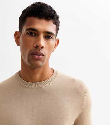 Stone Slim Fine Knit Crew Neck Jumper