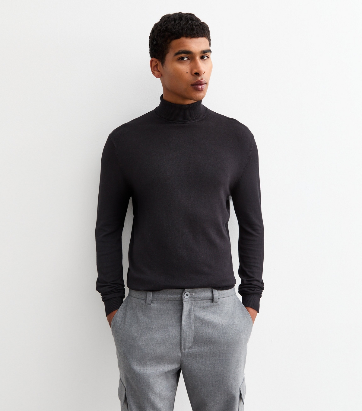 Men's Black Slim Roll Neck Jumper New Look