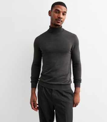 Grey Slim Roll Neck Jumper