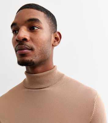 Camel Slim Roll Neck Jumper