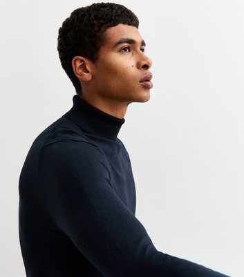 Navy Slim Roll Neck Jumper