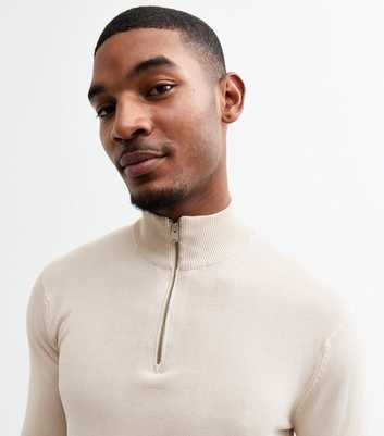 Light Grey Slim Quarter Zip Lightweight Knit Jumper