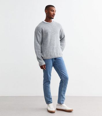 Men's Grey Ribbed Knit Jumper New Look