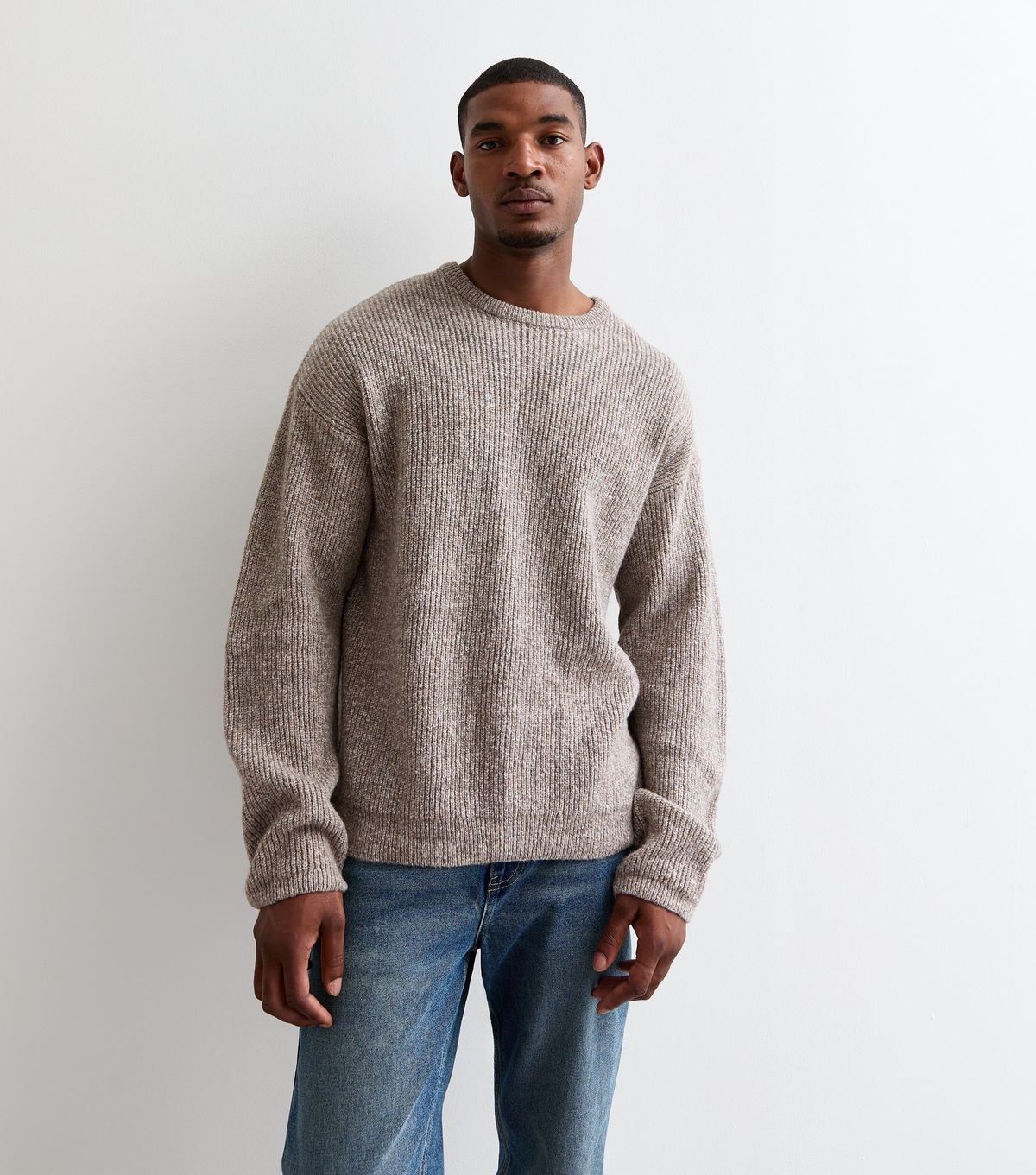 Men's Light Brown Ribbed Knit Jumper New Look