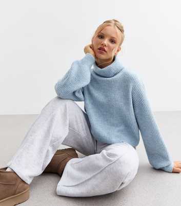 Girls Blue Soft Knit Roll Neck Jumper