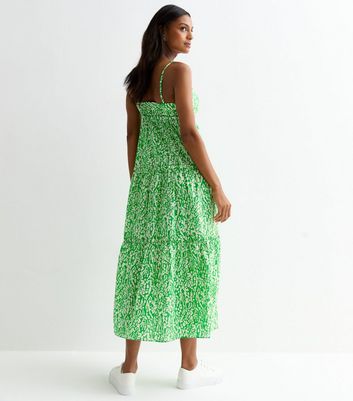 Green spotted midi dress best sale