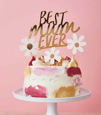 Gold Daisy Best Mum Ever Cake Topper New Look