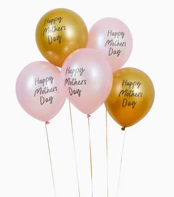 5 Pack Gold and Pink Happy Mother's Day Balloons