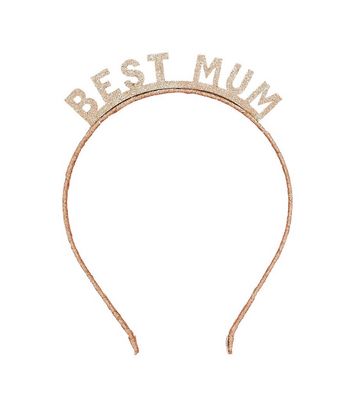 Gold Glitter Best Mum Headband New Look
