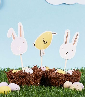 6 Pack Easter Bunny and Chick Cake Toppers New Look