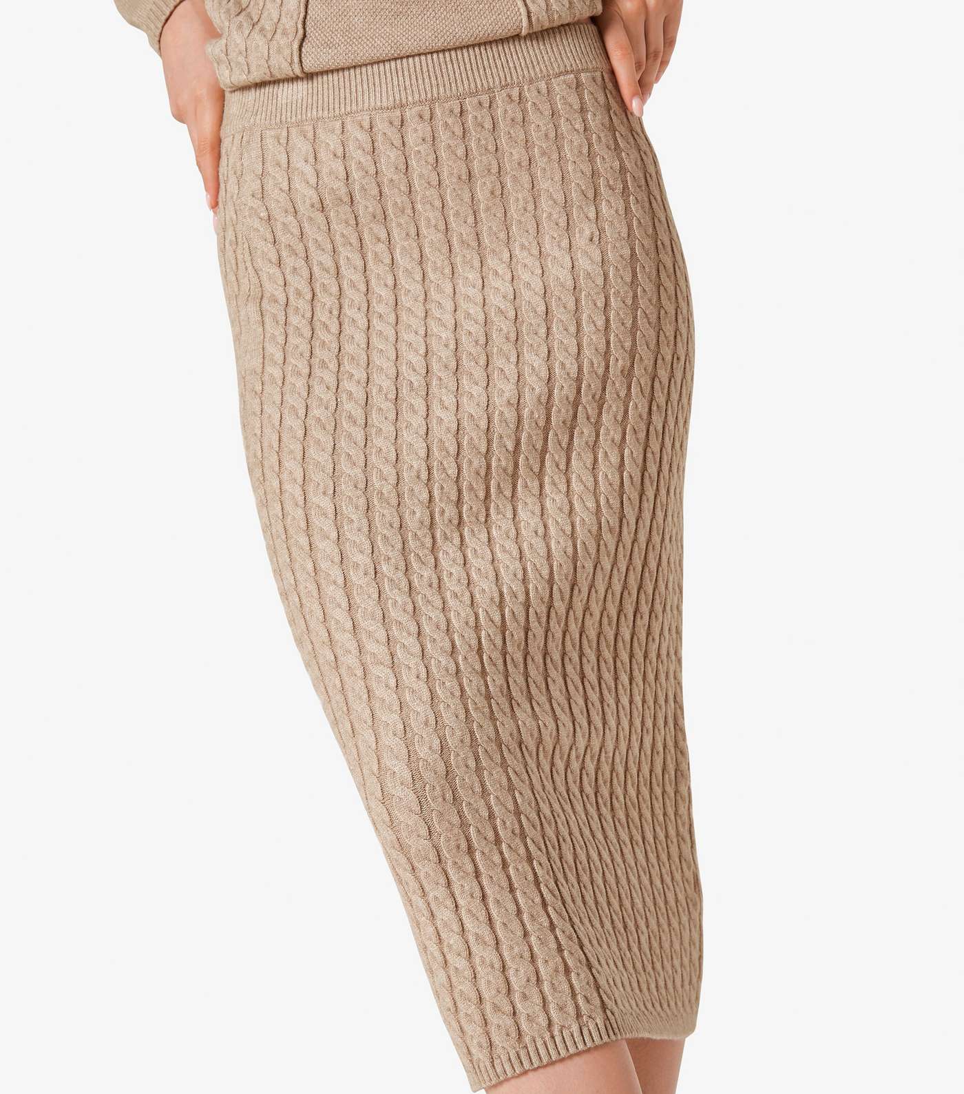 Apricot Aran Knit Midi Skirt  Image 4