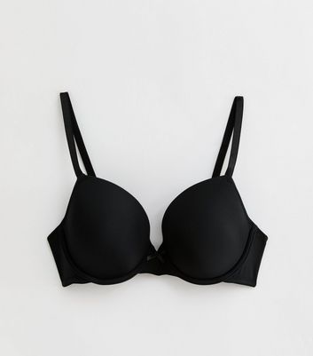 Black Bow Front T-Shirt Bra New Look