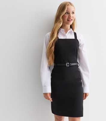 Girls Black Pinafore School Dress