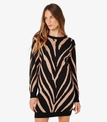 Apricot Zebra Knit Jumper Dress