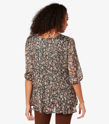 Apricot Floral Print Flared Top New Look