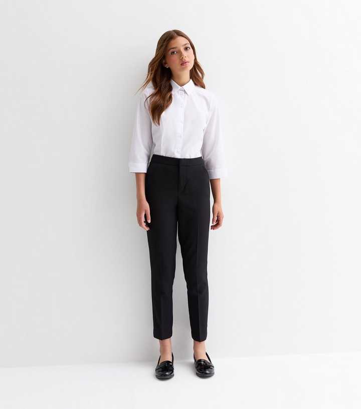 Girls Black Straight-Leg School Trousers