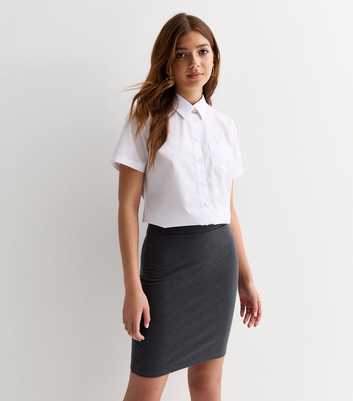 Back To School Grey Stretch Tube Mini Skirt