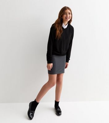 Girls Black V Neck Jumper New Look