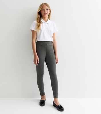 Girls Grey Stretch Legging School Trousers 