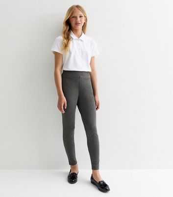 Girls Grey Stretch Legging School Trousers New Look