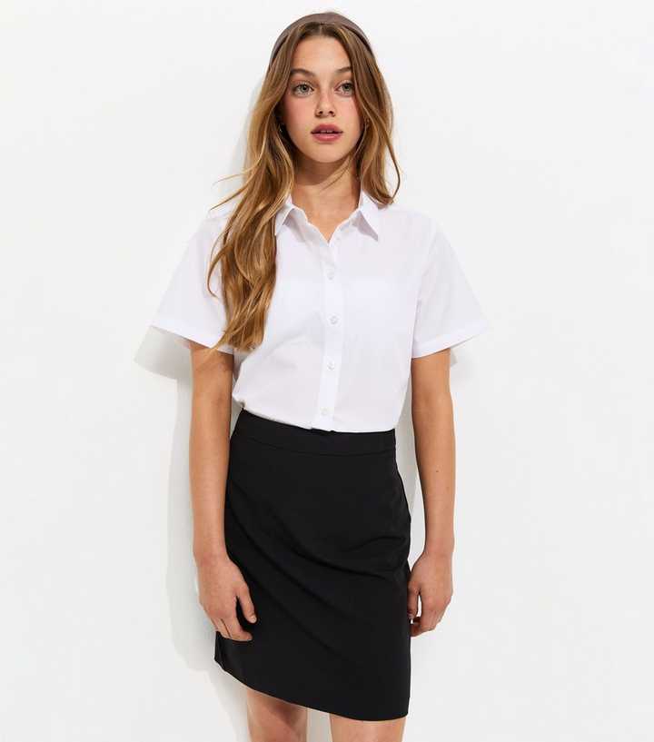 Girls Black Adjustable Waist School Skirt