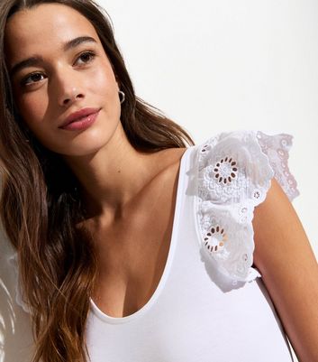 White Embroidered Sleeve Bodysuit New Look