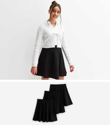 Pack of 3 Black Jersey School Skater Skirts