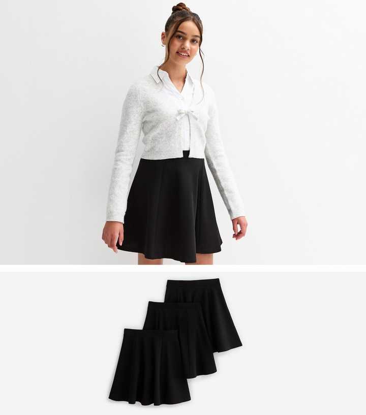 Pack of 3 Black Jersey School Skater Skirts