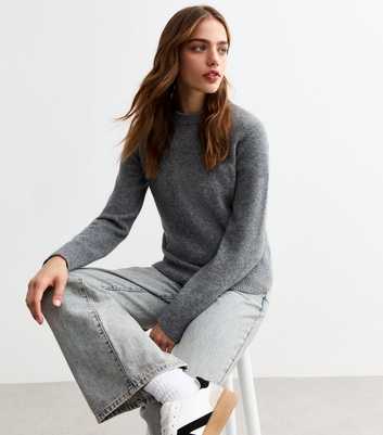 Grey Soft Knit Crew Neck Jumper 