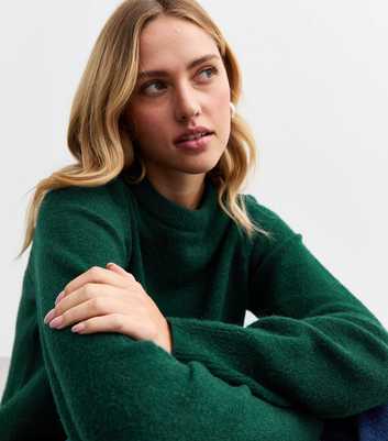 Dark Green Soft Knit Crew Neck Jumper 