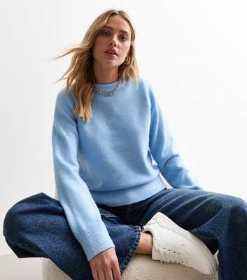 Blue Soft Knit Crew Neck Jumper 