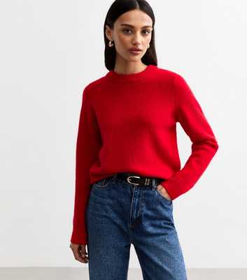 Red Soft Knit Crew Neck Jumper 